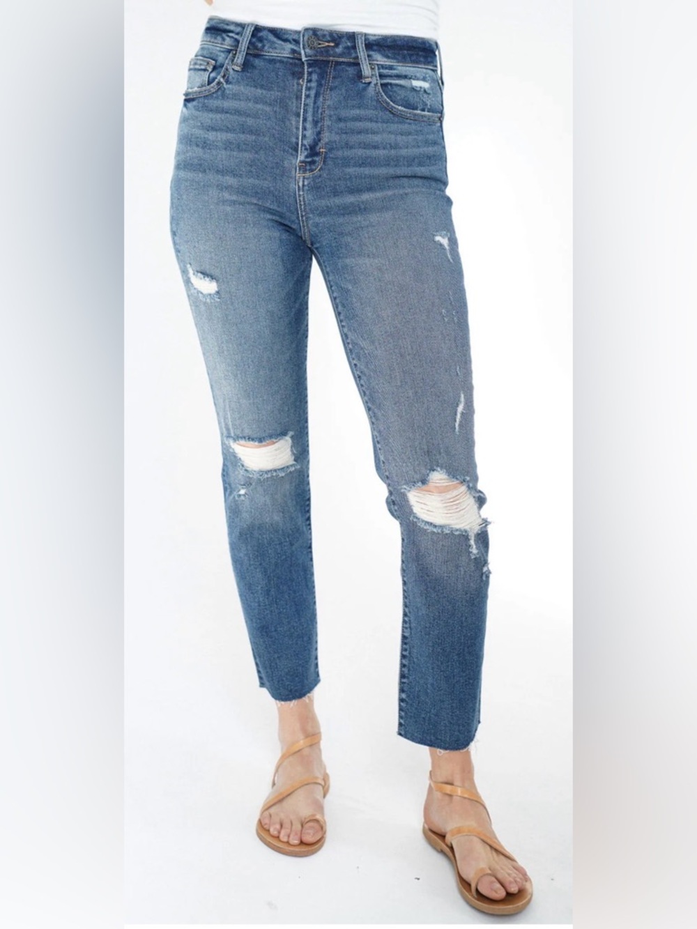Carly Jean Los Angeles Chrissy Distressed straight leg Jeans